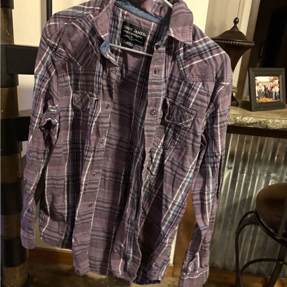 Cody James Men's Purple Plaid Casual Button Down Shirt